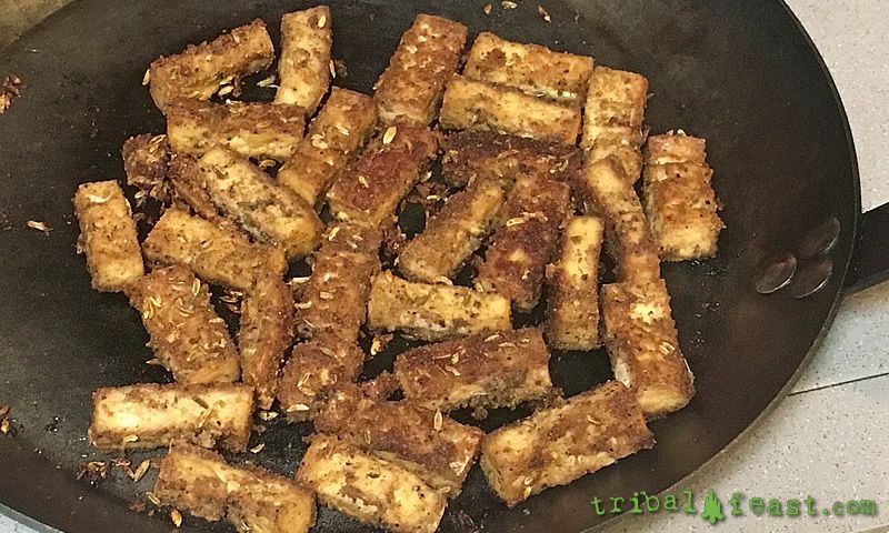 After baking the tofu should be a crispy, golden brown. 