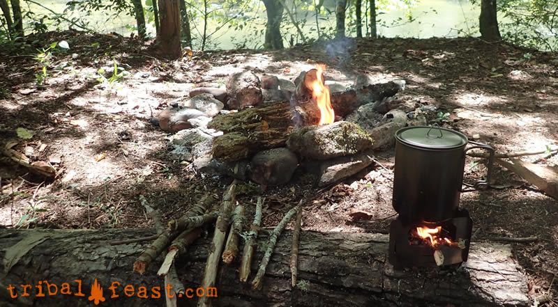 Cooking on the Bushbox Ultralight camp stove.